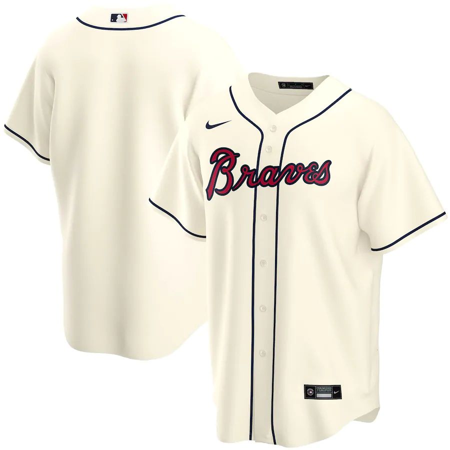 Mens Atlanta Braves Nike Cream Alternate Replica Team MLB Jerseys->atlanta braves->MLB Jersey